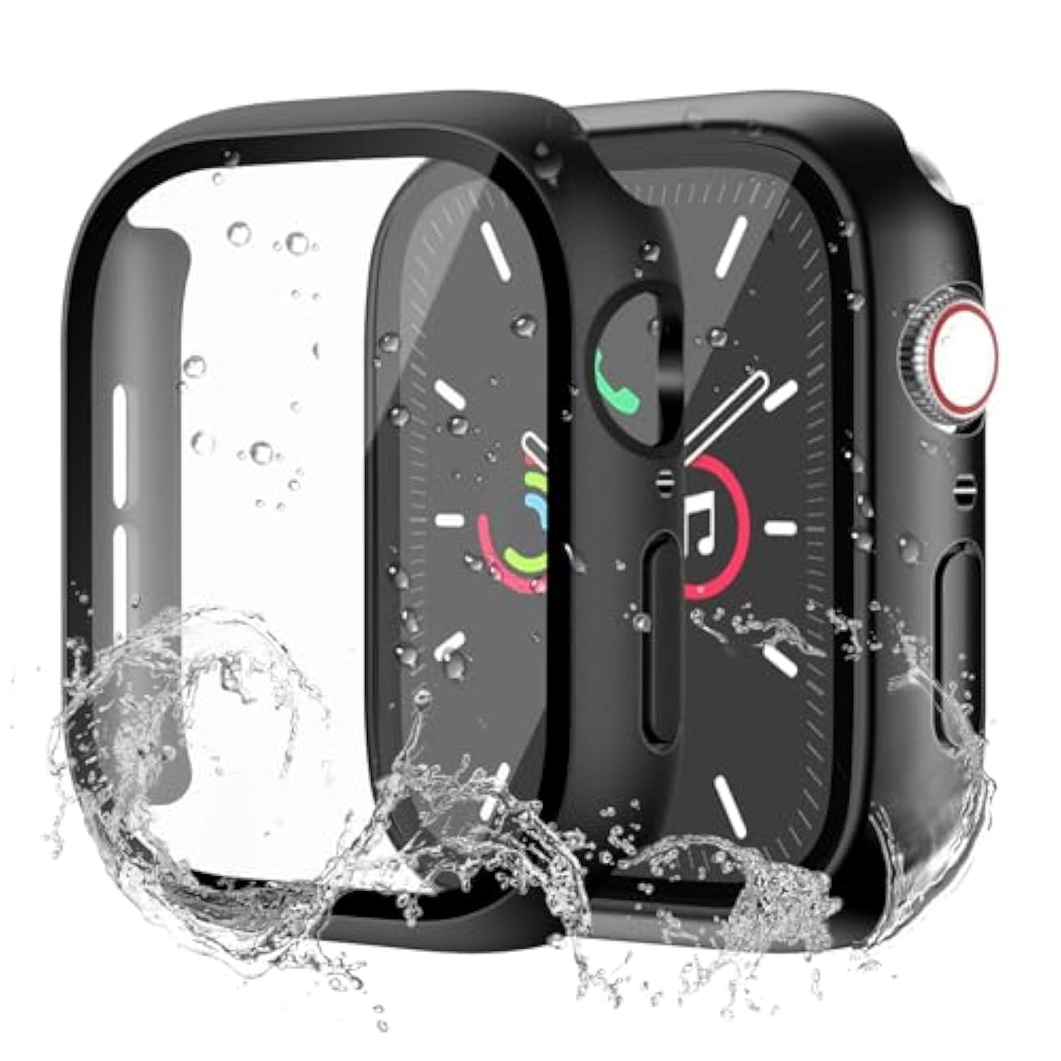 Waterproof Case For Apple Watch Series Se2 Se 6 5 4 44Mm, Built-In Screen Protector With Tempered Glass [Touch Sensitive] Cover For Iwatch S6/S5/S4/Se 44Mm, Black