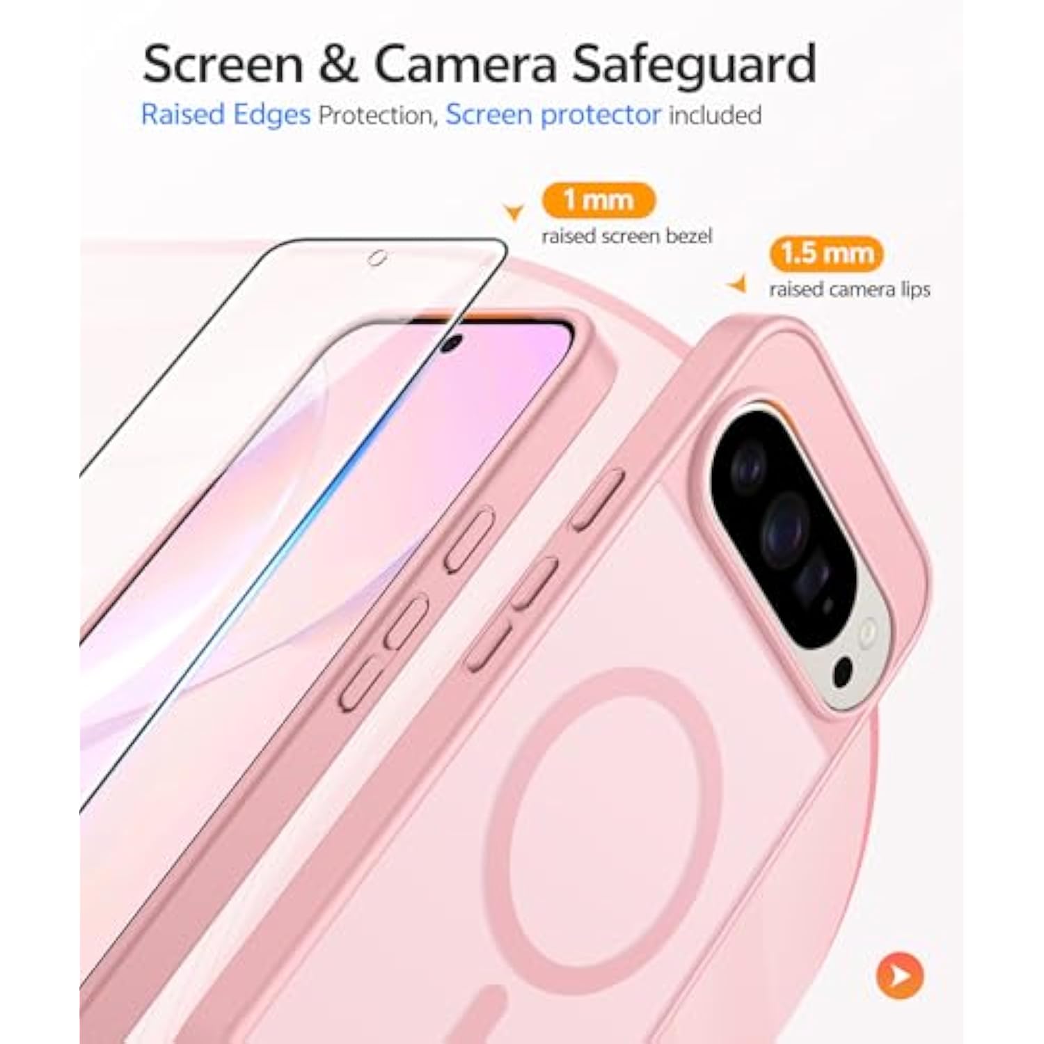 Google Pixel 9 Pro XL Case: Magnetic Matte Shockproof Military Grade Protection (Pink)