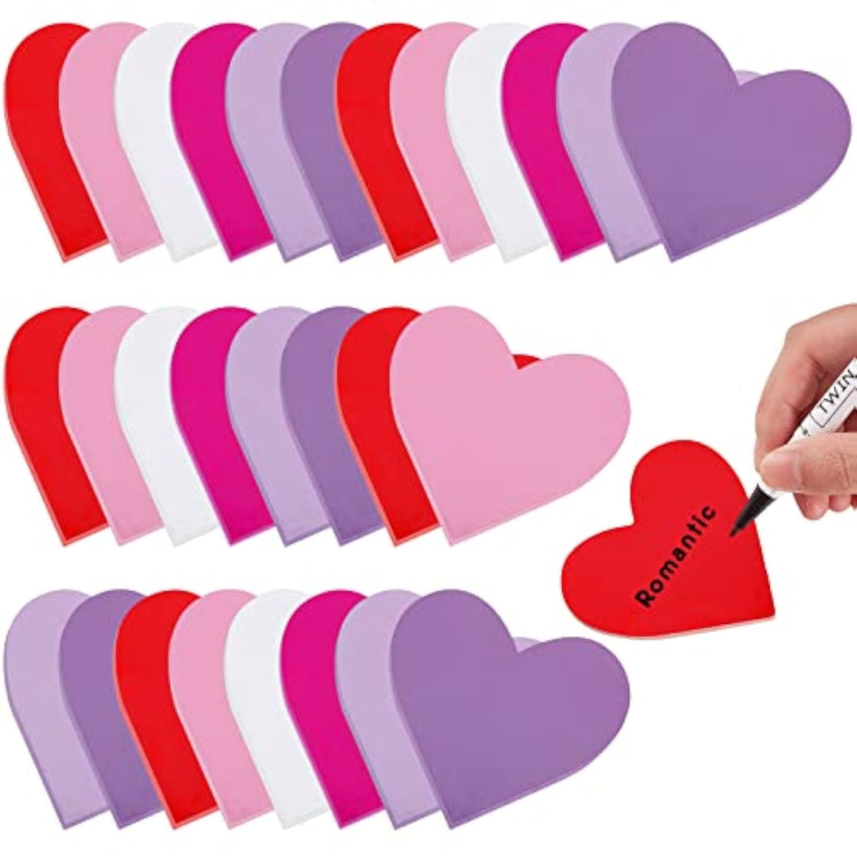 720 Sheets Heart Sticky Notes Bulk Valentine'S Day 24 Pads Adhesive Post Heart Notepads Self Stick Notepad Memo Colorful Sticky Notes For Home Business Office, 2.9 X 2.9 Inch, 6 Colors