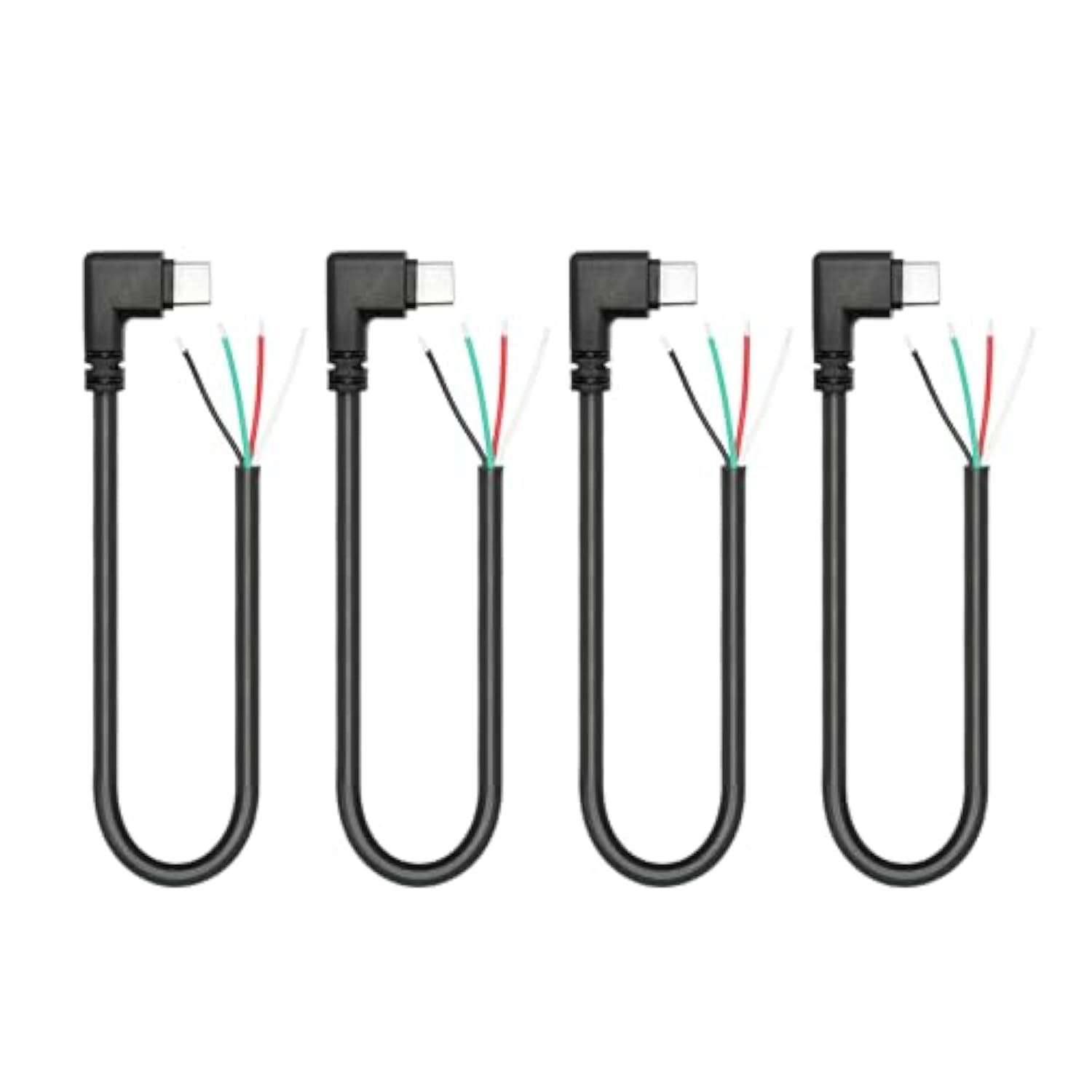 4Pcs Short Right Angle Usb C To 4 Pin Bare Wire Open End Wire 11Inch, 90 Degree Usb Type C Male Plug 4 Pin Pigtail Power And Data Cable 22Awg 5V/3A, For Usb Type C Device Replacement Repair Diy Cable
