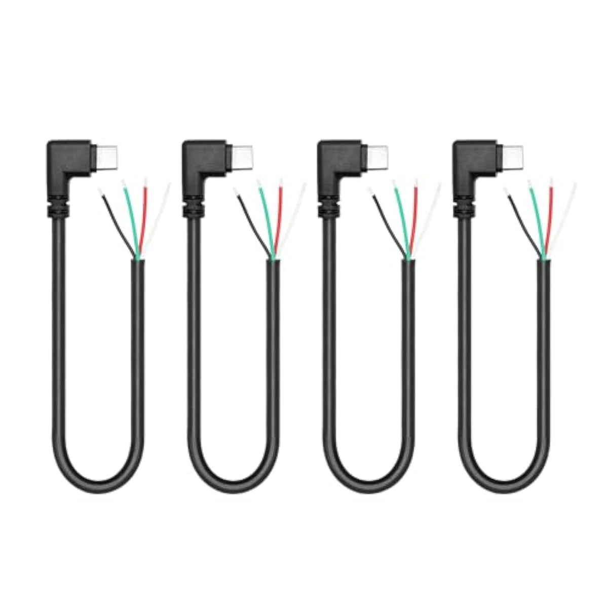 4Pcs Short Right Angle Usb C To 4 Pin Bare Wire Open End Wire 11Inch, 90 Degree Usb Type C Male Plug 4 Pin Pigtail Power And Data Cable 22Awg 5V/3A, For Usb Type C Device Replacement Repair Diy Cable
