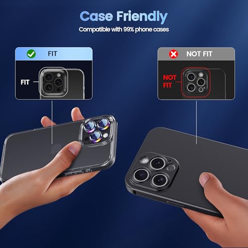 Camera Lens Protector for iPhone 17ProMax/17Pro/16ProMax/16Pro/15ProMax/15Pro/14ProMax/14Pro, [Anti-Scratch] [Drop-Proof][Strong-Adhesion] Camera