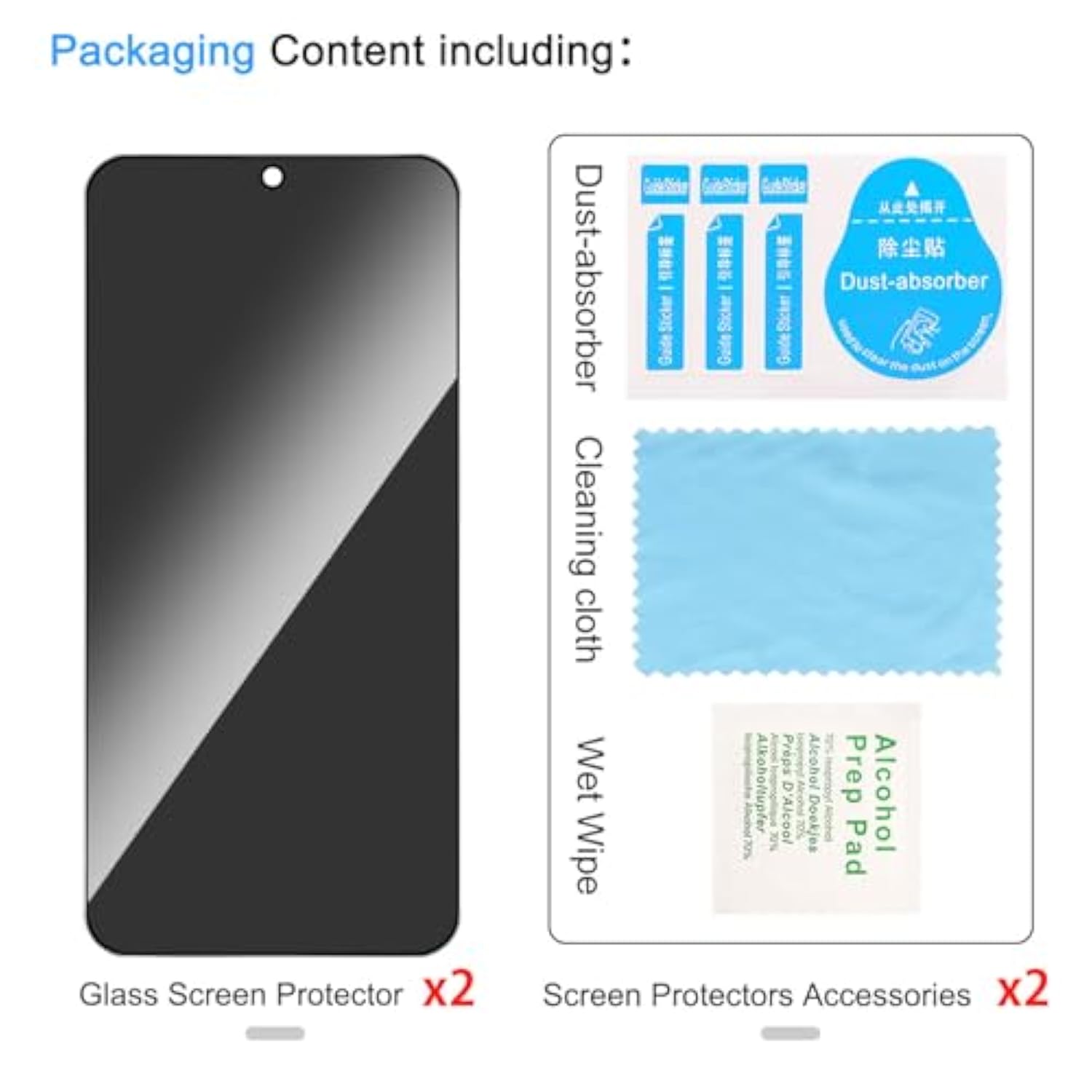 2 Pack Privacy Screen Protector For Samsung Galaxy S25 Plus/Galaxy S25+ [Anti-Spy Tempered Glass][Fingerprint Unlock Support], Anti-Scratch, Bubble-Free, Easy Install 9H Protective Glass