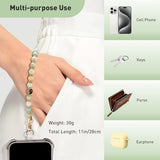 Marble Beaded Phone Wrist Strap, Hands-Free Healing Beaded Cell Phone Charms Strap Lanyard with Tether Tab, Elegant Healing Stone Wristlet Bracelet