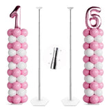 Telescoping Balloon Stand Set Of 2, 1.5Ft To 7Ft Free Adjustable Metal Balloon Column Stand For Party Decorations