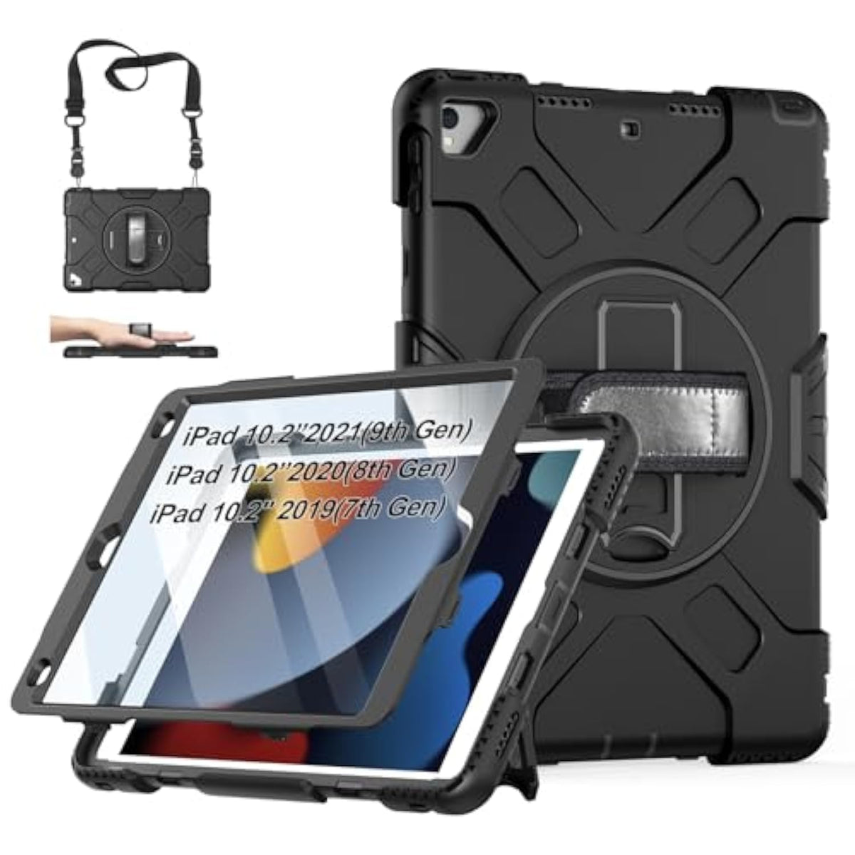 Case For Ipad 10.2 2021 9Th Generation : Military Grade Silicone Shockproof He