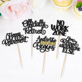 30 Pcs Happy Retirement Cupcake Toppers Officially Retired No Work Zone Adventure Begins Cupcake Picks For Retirement Theme Farewell Birthday Party Cake Decorations Supplies Black