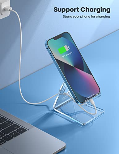 Cell Phone Stand, Desk Accessories - Clear Office Cell Phone Holder, Acrylic Phone Stand, Desktop, Acrylic Office Desk Accessories, Office Decor, Suitable For Iphone, 4-8'' Phone