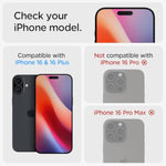 Spigen Camera Lens Screen Protector [GlasTR EZ Fit Optik Pro] Designed for iPhone 16 Plus/iPhone 16 [Case Friendly] - Black [2 Pack]