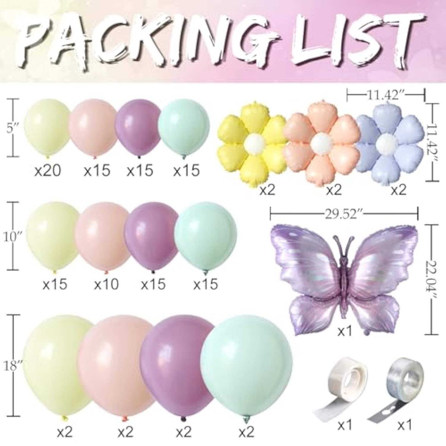 Spring Floral Butterfly Balloon Arch Kit,137Pcs Pastel Lavender Purple Yellow Balloon Garland With Daisy,Butterfly Foil Balloons For Wildflower Fairy Baby Shower Birthday Garden Tea Party Decorations