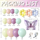 Spring Floral Butterfly Balloon Arch Kit,137Pcs Pastel Lavender Purple Yellow Balloon Garland With Daisy,Butterfly Foil Balloons For Wildflower Fairy Baby Shower Birthday Garden Tea Party Decorations