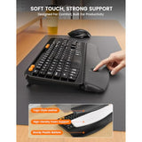 Wireless Keyboard And Mouse Combo, Ergonomic Wave Keys, Cushioned Plam Rest, Rechargeable, Phone Holder, Natural Typing, 2.4G Lag-Free, Full Size Keyboards Cordless Set For Windows/Mac -