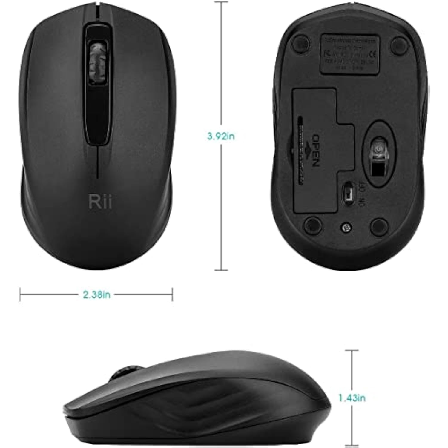 Wireless Mouse, 2.4G Portable Computer Mice For Pc, Laptop, Windows,Office Included Wireless Usb Dongle (Black)