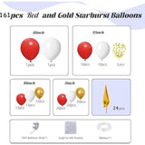 161Pcs Red Gold And White Balloons Garland Arch Kit - 5/10/12/18In Red, Gold, White, Explosion Star Balloons For Valentine'S Day Birthday Engagements Anniversary Party Decoration