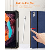 For (A16) 11Th Generation Case 11 Inch 2025, 10Th Generation Case 10.9 Inch 2022, Premium Leather Business Folio Stand Cover With Pencil Holder - Auto Wake/Sleep, Navy Blue