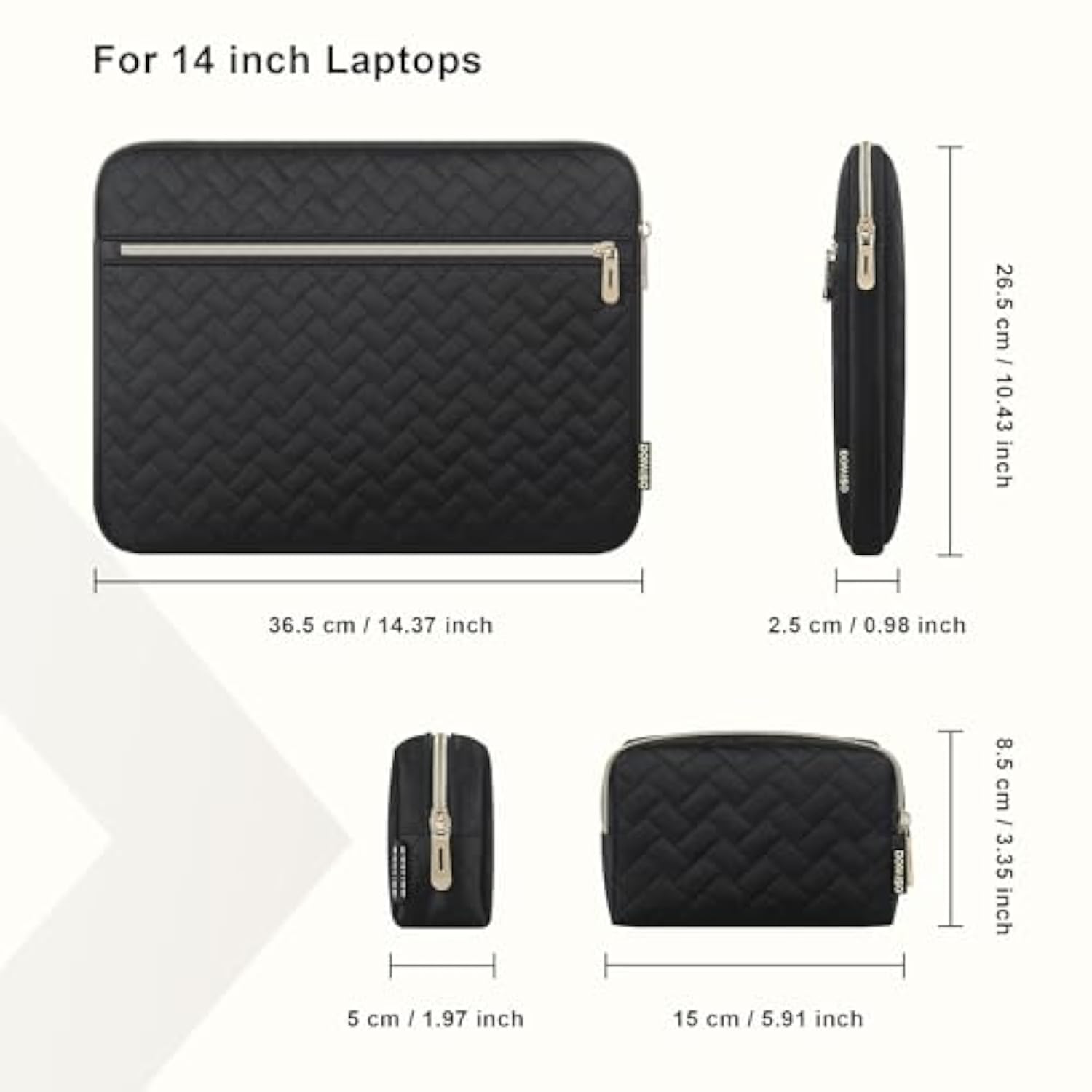 14 Inch Laptop Sleeve For Macbook Air/Pro 14 Inch Macbook Pro 14 Case Compatible With Macbook Pro 14 Inch M4 M3 Protective Computer Sleeve 14 Inch Laptop With Small Case, Black