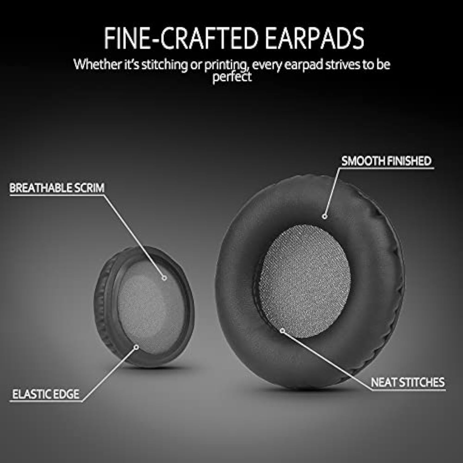 Headphones Pads Replacement 75Mm For Audio Technica Ath S200Bt Headphones, Headphone Ear Covers Replacement For Sony Mdr-Nc6, Akg K518Le, Black & Gray