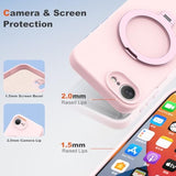 Pink 6.1 Inch Case for iPhone 16E with 360 Degree Spin Stand