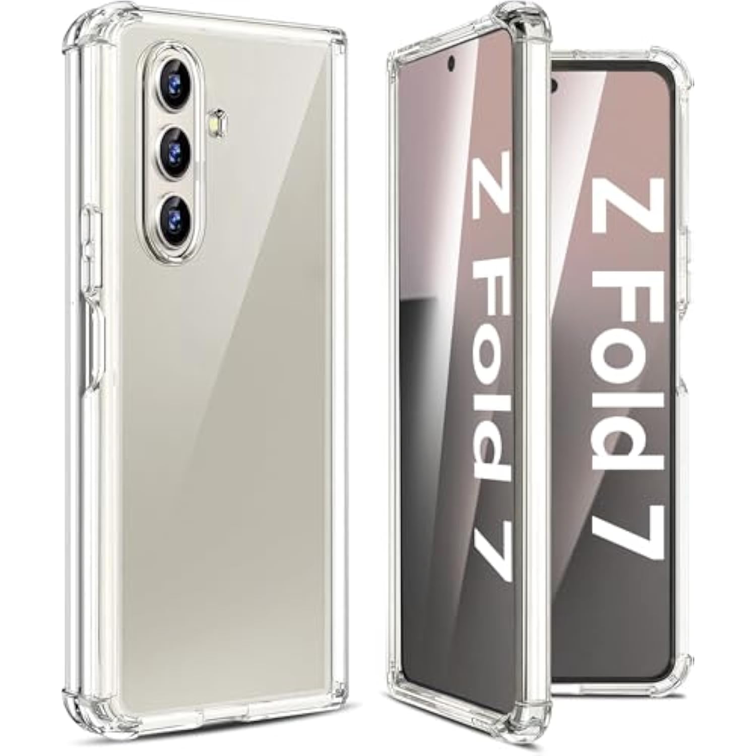 Z Fold 7 Clear Case For Samsung Galaxy Z Fold7 5G Case Slim Silicone Cases, Transparent, Hinge, Protect Corners Scratch-Resistant Shockproof Protective Cover, Fit Perfectly For Samsung Z Fold 7 5G