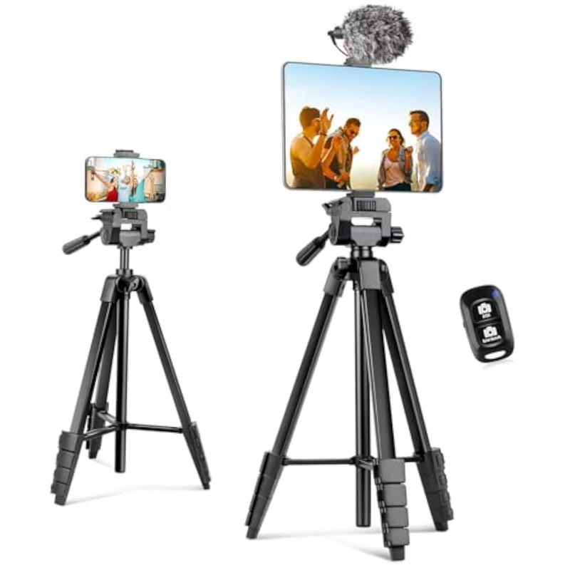 Phone Tripod Stand, 64” Extendable Cell Phone&Camera Tripod With Wireless Remote And Phone Holder, Aluminum Ipad Tripod For Video Recording/Selfies/Live Stream/Vlogging