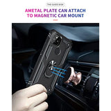 Google Pixel 4A 5G Heavy Duty Armor Case with 2 Pack Tempered Glass Screen Protector, Magnetic Ring Stand Phone Case Black