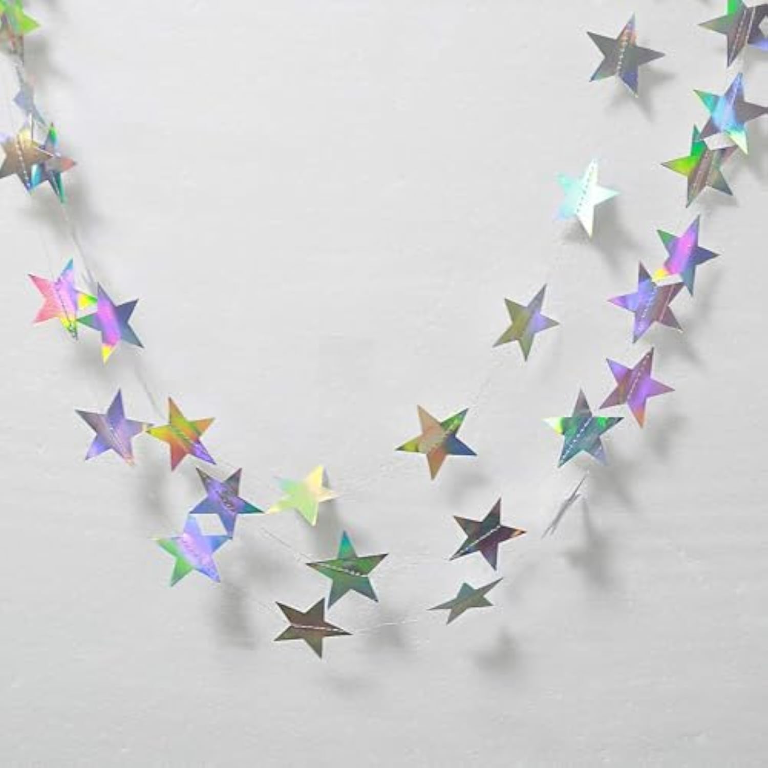 40Ft Iridescent Shining Star Hanging Garland Glitter Bunting Banner Backdrop Decor