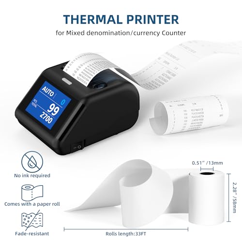 P-07 Thermal Printer For N70 Mixed Denomination Money Counter Machine, Connects Via Rj-11 Plug, Receipt Printer Suitable For 58 Mm Thermal Paper, External Dislay Printer