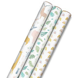Hallmark Baby Shower Wrapping Paper Rolls - Animals, Grey Gingham, Rainbows Gift Wrap Paper (Set of 3 Rolls: 60 sq. ft. ttl.) for Baby Showers, Gender Reveal Parties, First Birthdays