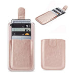 Phone Card Holder Rfid Sleeve, Pu Leather Back Phone Wallet Stick-On Pull 5 Card Holder Universally Pocket Covers Credit Cash For Iphone/Android/All Smartphones(Rosegold)