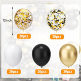 100 Pc Gold Pink White Confetti Balloons Kit with Ribbons for Party Decor