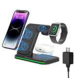Wireless Charger For Multi Devices 3 In 1 Foldable Fast Charging Station Stand Compatible For Iphone 17 16 15 14 13 Pro For Apple Watch Series For Airpods 4 3 2 Pro For Samsung Galaxy Android (Black)