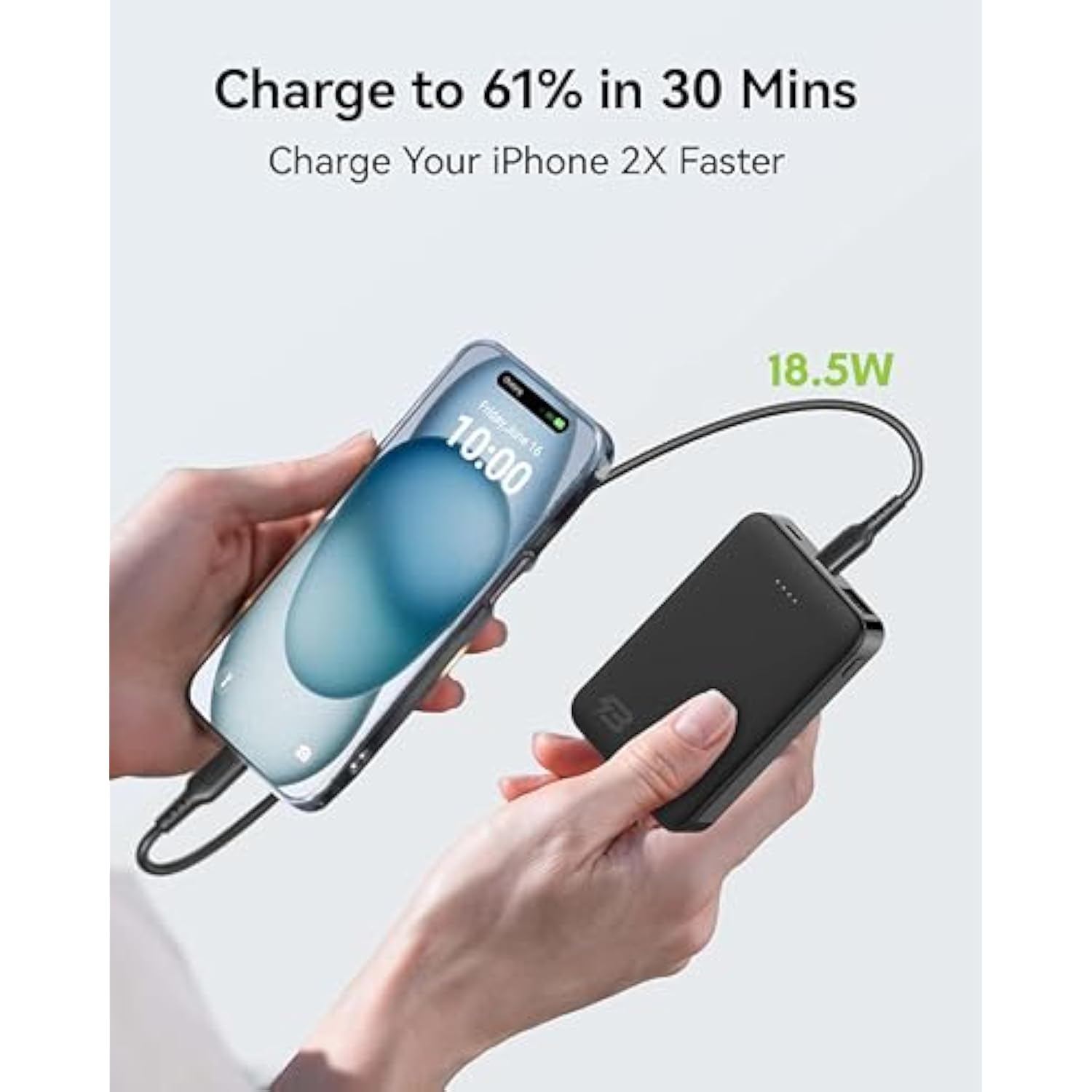 Mini 5000Mah 5V 2A Ultra-Compact Power Bank, 18W Pd Fast Charging Portable Charger With Usb-C (In/Out) & Lightning Input, 3-Port Battery Pack For Iphone 15/14, Samsung Galaxy, And More