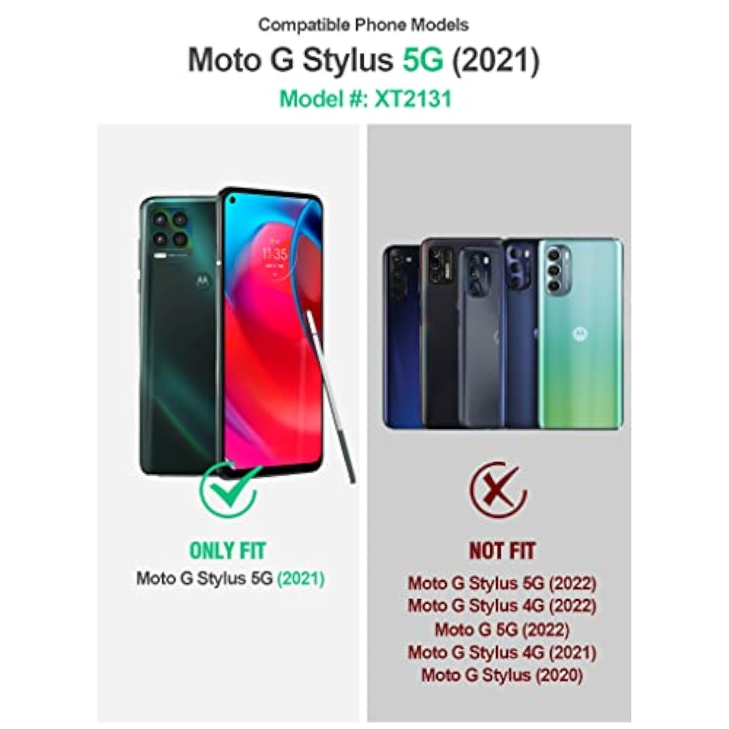 Guardian Series Case Designed For Moto G Stylus 5G (2021), Model # Xt2131,Full-Body Hybrid Shockproof Bumper Cover With Built-In Screen Protector, Black