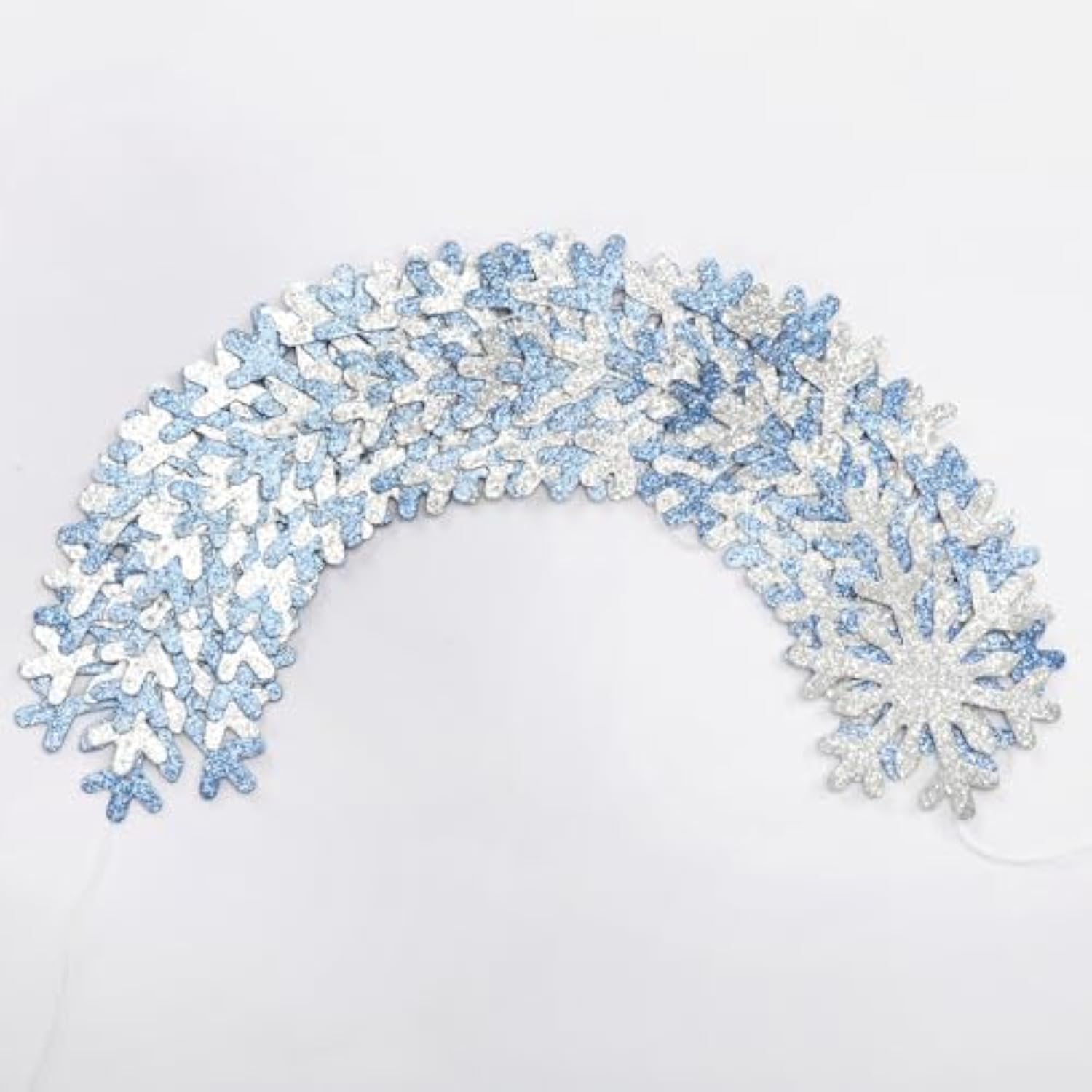 Snowflake-Snow Blue-Silver Christmas Party-Decoration Garland - 52Ft Winter Wonderland Frozen Ornaments Hanging Paper Streamers,New Years Birthday Baby Shower Ceiling Decor
