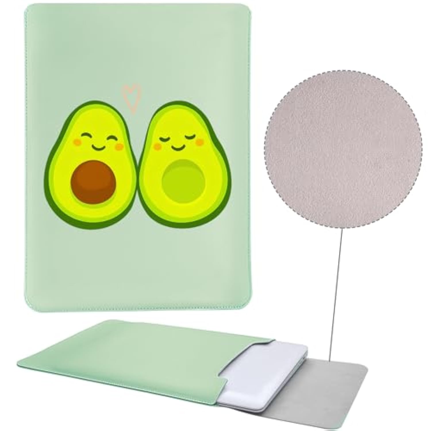 Slim Green Waterproof Laptop Sleeve Bag 15 Inch-15.4 Inch, Light Weight Fuax Leather Protective Laptop Sleeve Case, Aesthetic Flower Print 15 Inch-15.4 Inch Case For Girls Women Boys