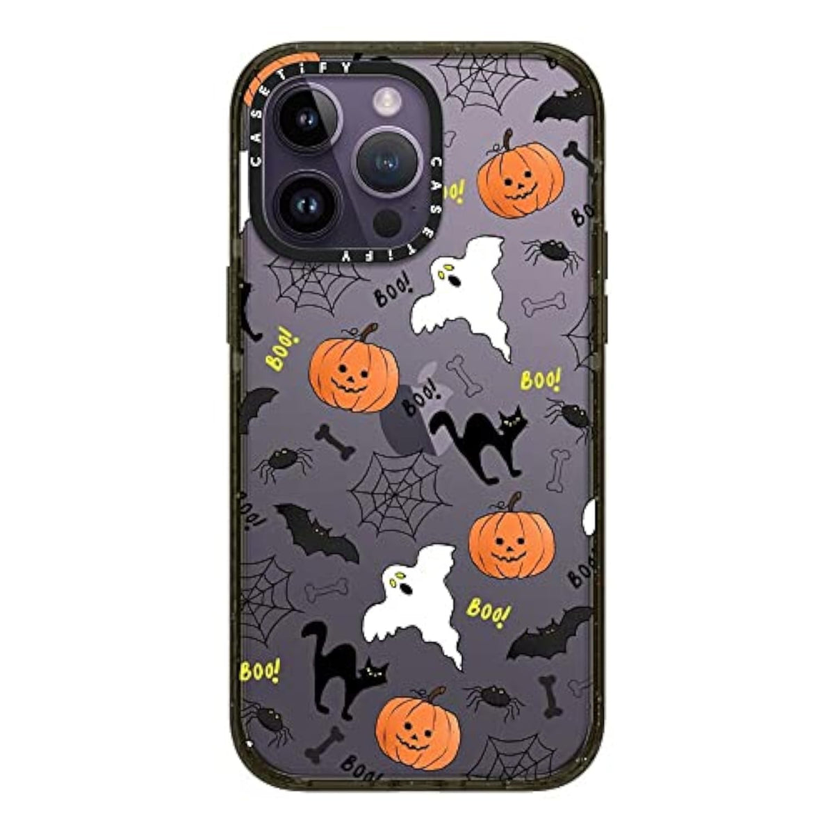 Impact Iphone 14 Pro Max Case [4X Military Grade Drop Tested / 8.2Ft Drop Protection] - Boo! Its Halloween - Clear Black