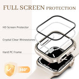 2 Pack Bling Case With Hd Screen Protector Compatible With Apple Watch Series 4 5 6 Se 40Mm, Women Glitter Diamond Rhinestone Bumper Face Cover For Iwatch Accessories 40Mm Starlight/Rose Gold