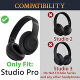 Cooling Gel Replacement Earpads For Beats Studio Pro Wireless Noise Cancelling Headphones, Ear Pads Cushions With Ice Silk Fabric, High-Density Foam - Black