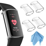 Fintie 4Pack Case Compatible With Fitbit Charge 6/5 (Not For Charge 4/3), Fullaround Screen Protector Tpu Case Cover Bumper Shell Accessories, Clear