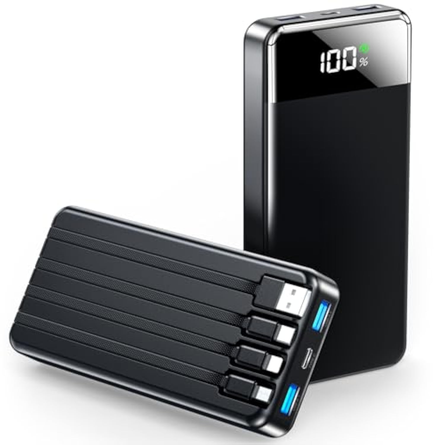 35,000mAh Portable Charger, 22.5W Fast Power Bank with 4 Built-in Cables