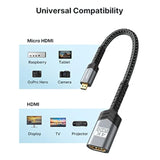 Micro Hdmi To Hdmi Adapter, Micro Hdmi Male To Hdmi Female Adapter Cable, 4K@6