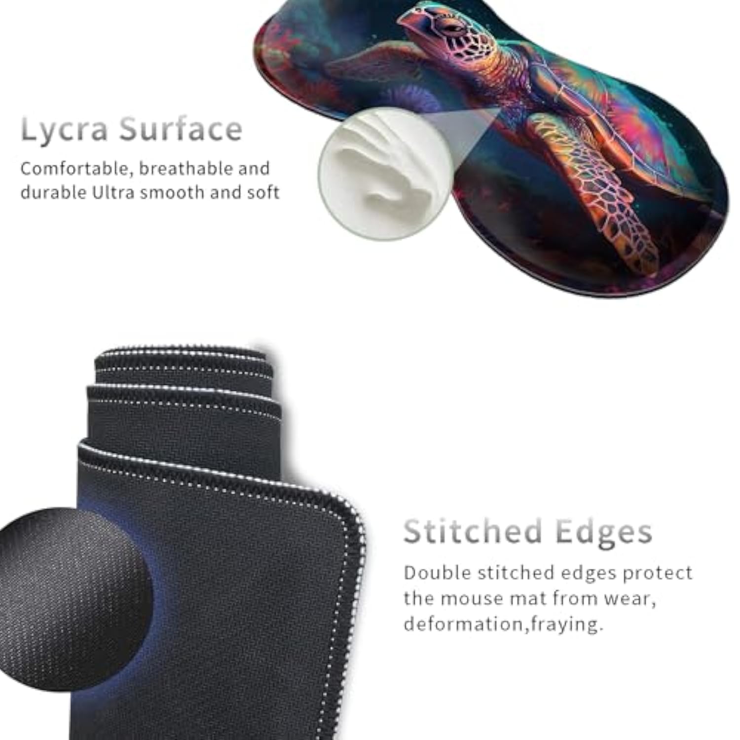 Desk Pad Mat + Wrist Rest Pad + Coasters Set, Durable Office Desk Mat 31.5"X 11.8", Large Gaming Mouse Pad Extended Non-Slip Rubber Base Keyboard Pad For Laptop & Home,Colored Turtle
