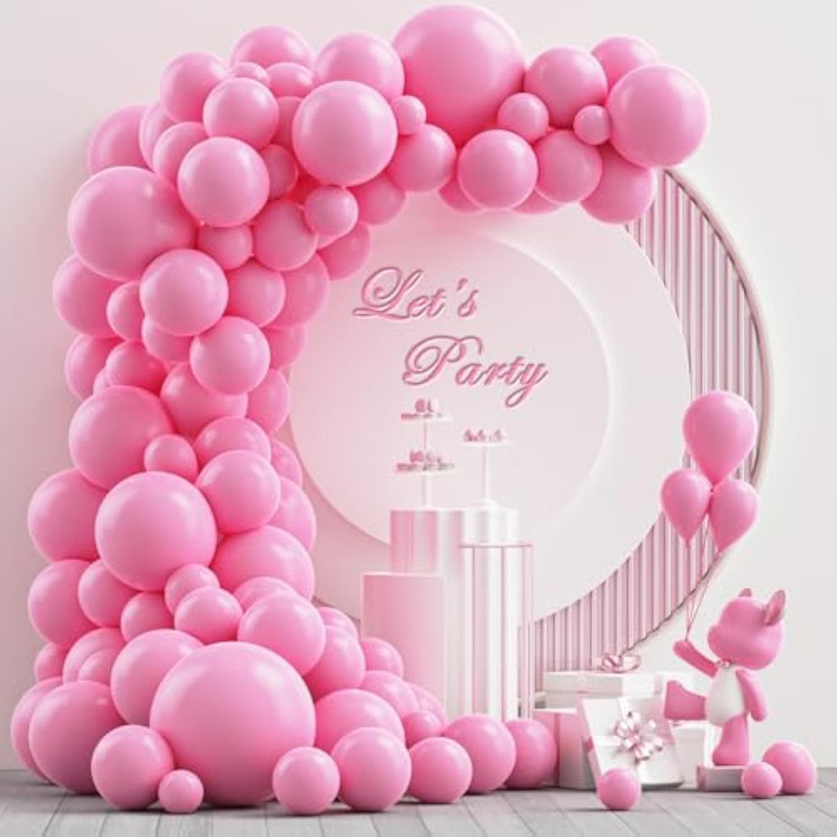 Pink Latex Balloon Arch Garland Kit, 102Pcs 18In 12In 10In 5In For Baby Shower Wedding Birthday Princess Pink Theme Anniversary Celebration Decoration