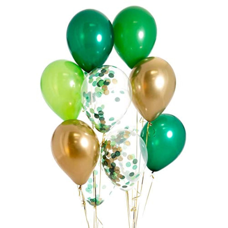 50Pcs Balloons Neon Green Forest Green Confetti Balloon With Ribbon Pe