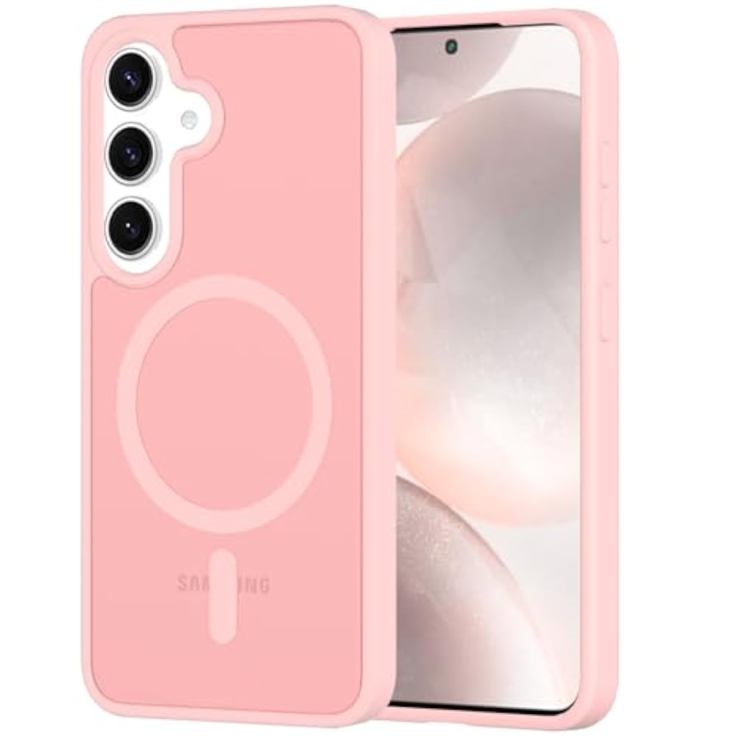 Samsung Galaxy S24 Case Magnetic, Compatible with Magsafe 6.2 Inches Slim Fit Heavy Duty Protection Wireless Charging Lightweight Shockproof Anti-Slip Protective Phone Cover, Pink