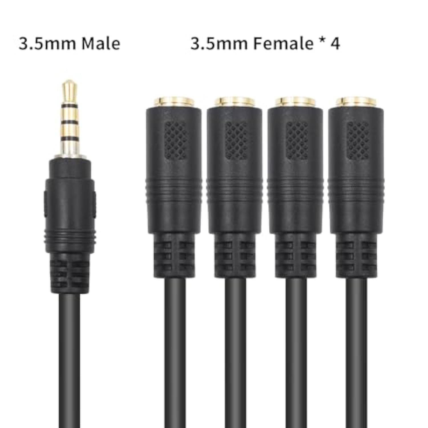 3.5Mm Splitter Mic And Audio Cable, 3.5Mm Headphone Splitter 1 To 4 Ways (1/8") Trrs Male To Female Aux Headphone Cable For Earphone & Headset Phone