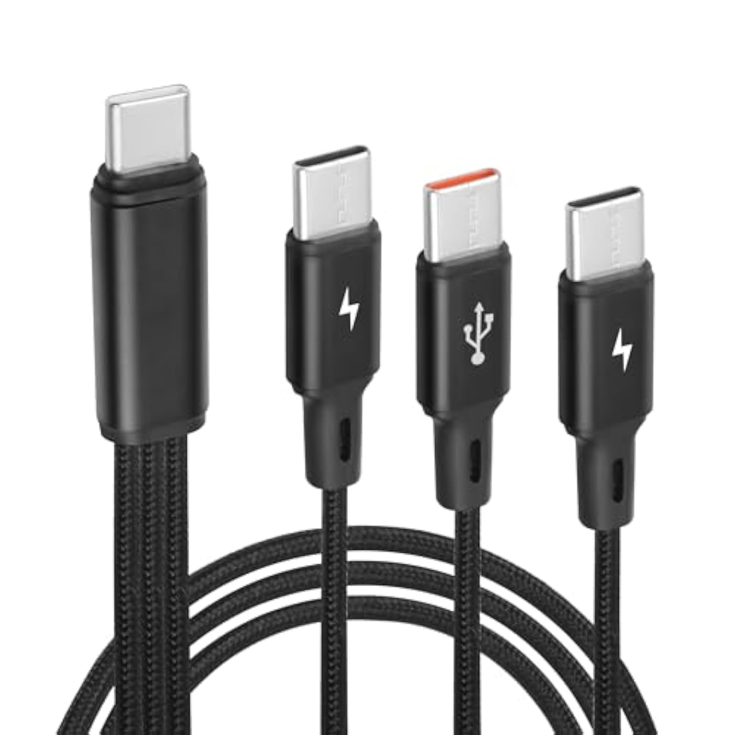Usb C Splitter Cable,Usb C Male To 3 Type-C Male Charge Cable,3 In 1 Nylon Bra