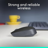 M170 Wireless Mouse For Pc, Mac, Laptop, 2.4 Ghz With Usb Mini Receiver, Optical Tracking, 12-Months Battery Life, Ambidextrous - Grey