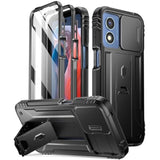 Revolution Case For Motorola Moto G Play 4G 2024 [Not Fit 2023 Version], [Slide Camera Cover], Full-Body Military Grade Shockproof Cover With Kickstand And Built-In-Screen Protector, Black