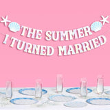 The Summer I Turned Married Banner - Iridescent Foil | 6 Ft. | Bachelorette Decorations, Bridal Party Sign, Bride To Be Background, Pretty Beach Bach Supplies